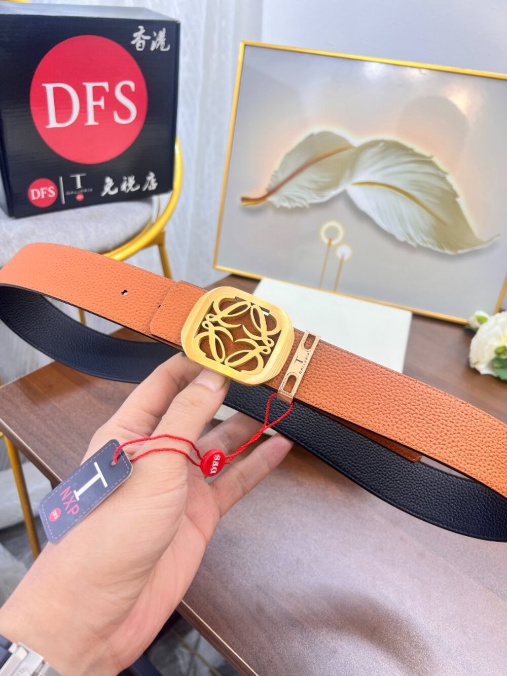 Loewe Pebble Grain Calfskin Leather Belt